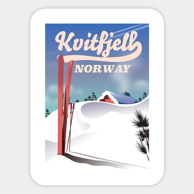 Kvitfjell norway vintage ski poster. Sticker by nickemporium1